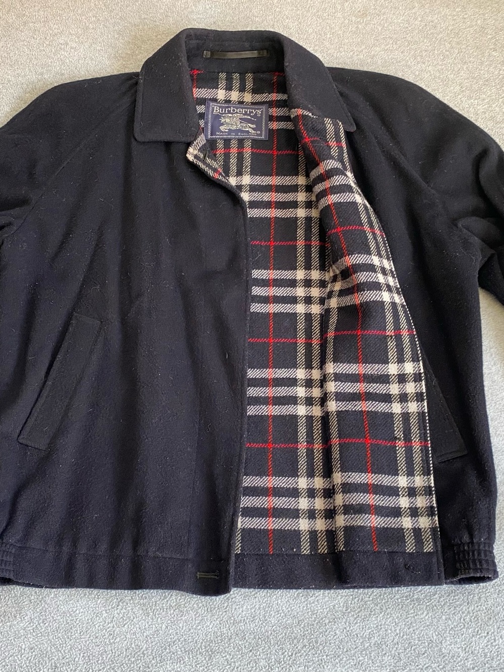 Vintage BURBERRYS' women's Jacket Wool Alpaca Nova Check Plaid Interior SZ Lg - Picture 2 of 16